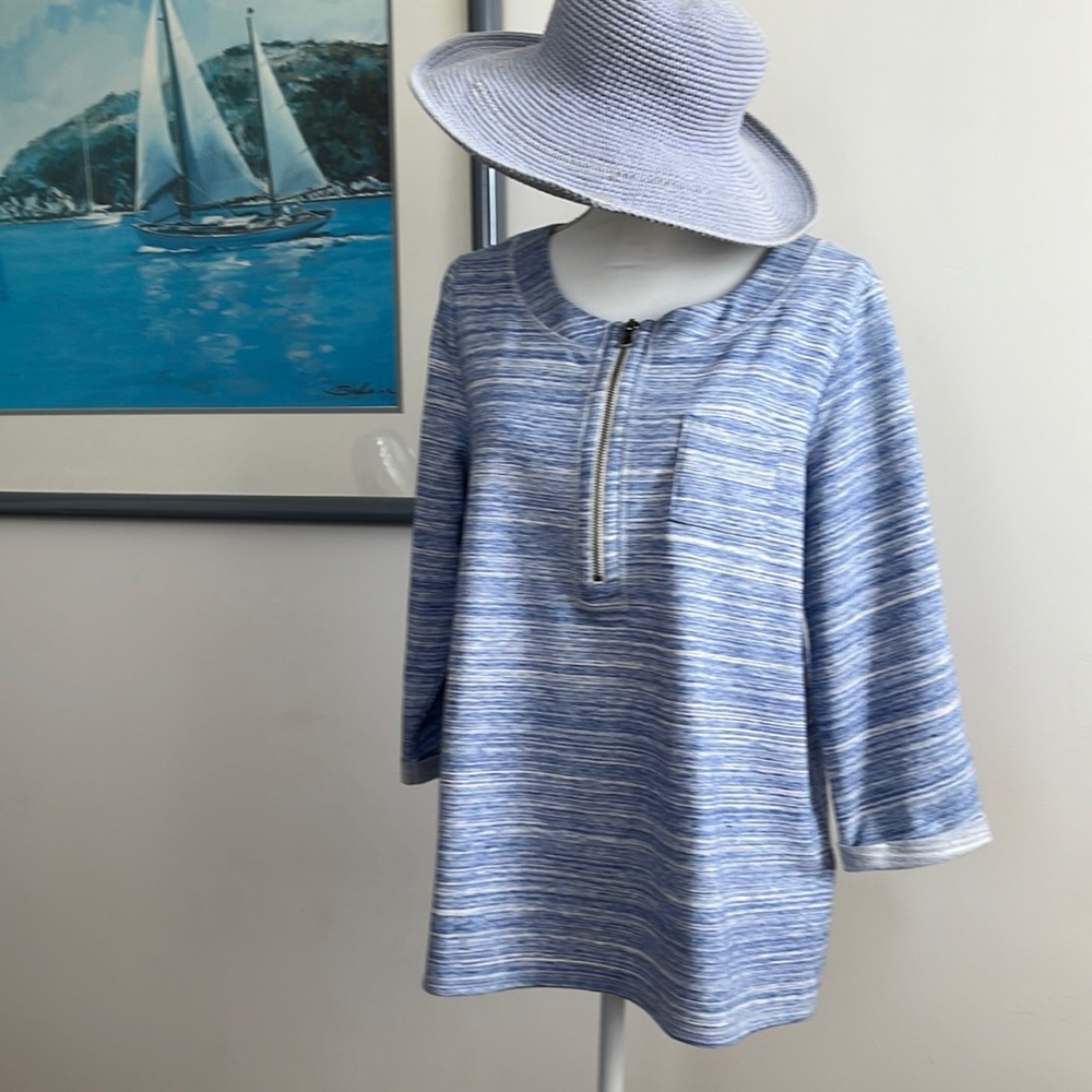Chicos Resort Jacket in Sea Blue with white stripes
